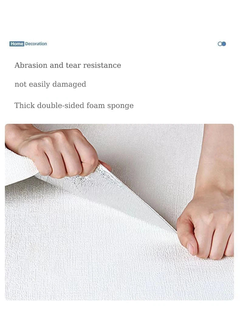 50cm Linen 3D Foam Self-adhesive PVC Solid Color Thickened Waterproof Background Wall Renovation Wallpaper Wall Stickers
