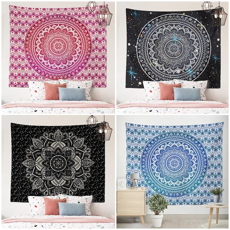 Home Decor Mandala Tapestry Boho Ethnic Bedside Scene Background Cloth Hanging Beach Towel