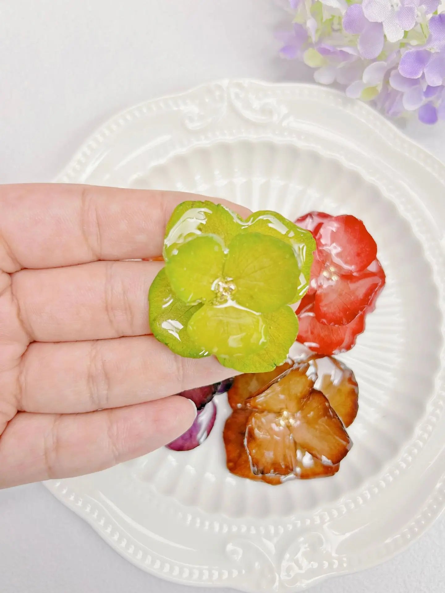 4PCS DIY Rubber Real Dried Hydrangea Flower Earrings Necklaces Bracelets Accessories Real Large-Leaf Hydrangea Fairy Accessories