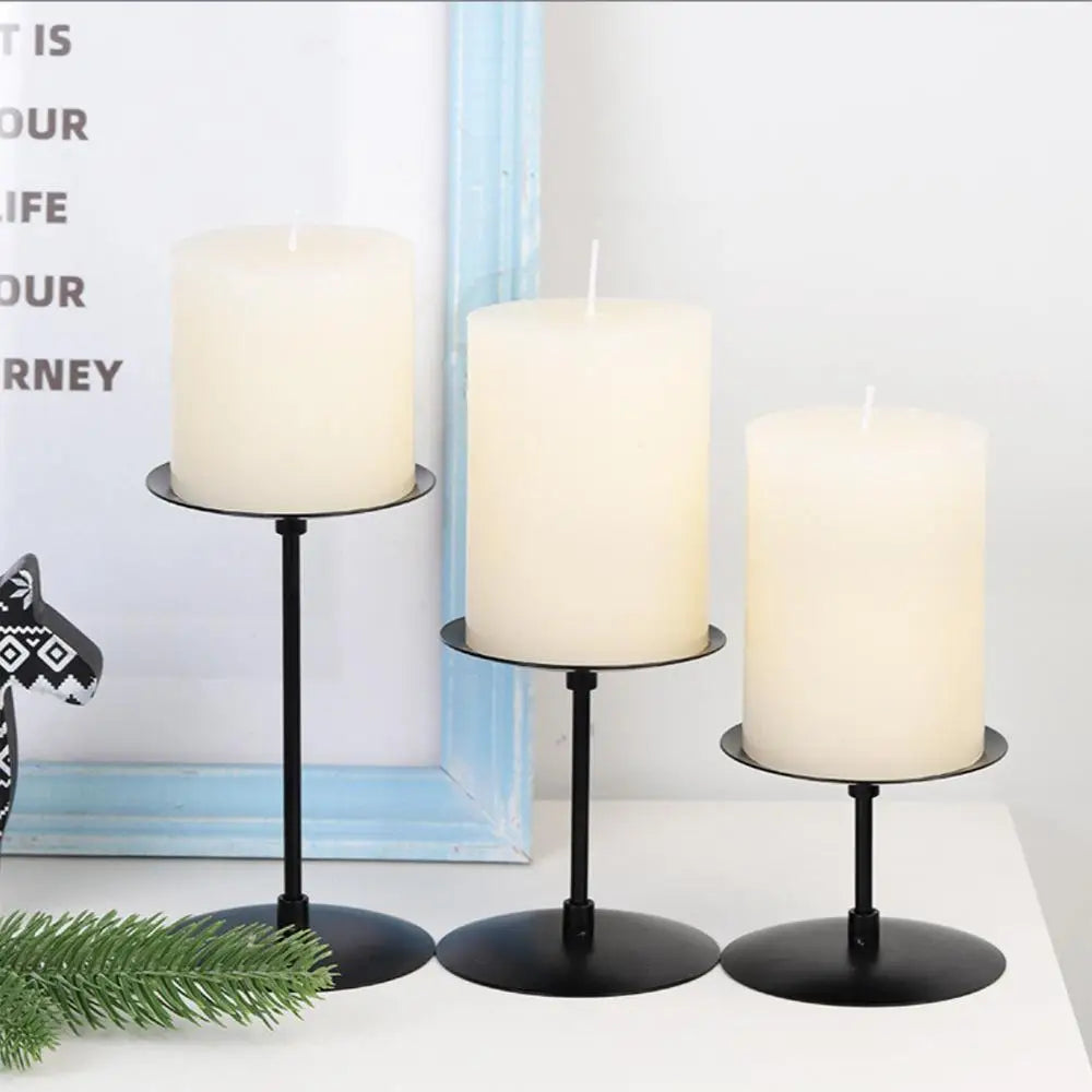 3Pcs Metal Pillar Candle Holders Wedding Candlestick Holders Black Iron Candlestick Candle Stand Table Decor