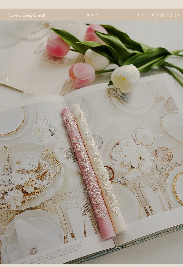 Embossed Long Candles for Candlesticks Taper Scented Wedding Candles Ceremony Home Decorations Item