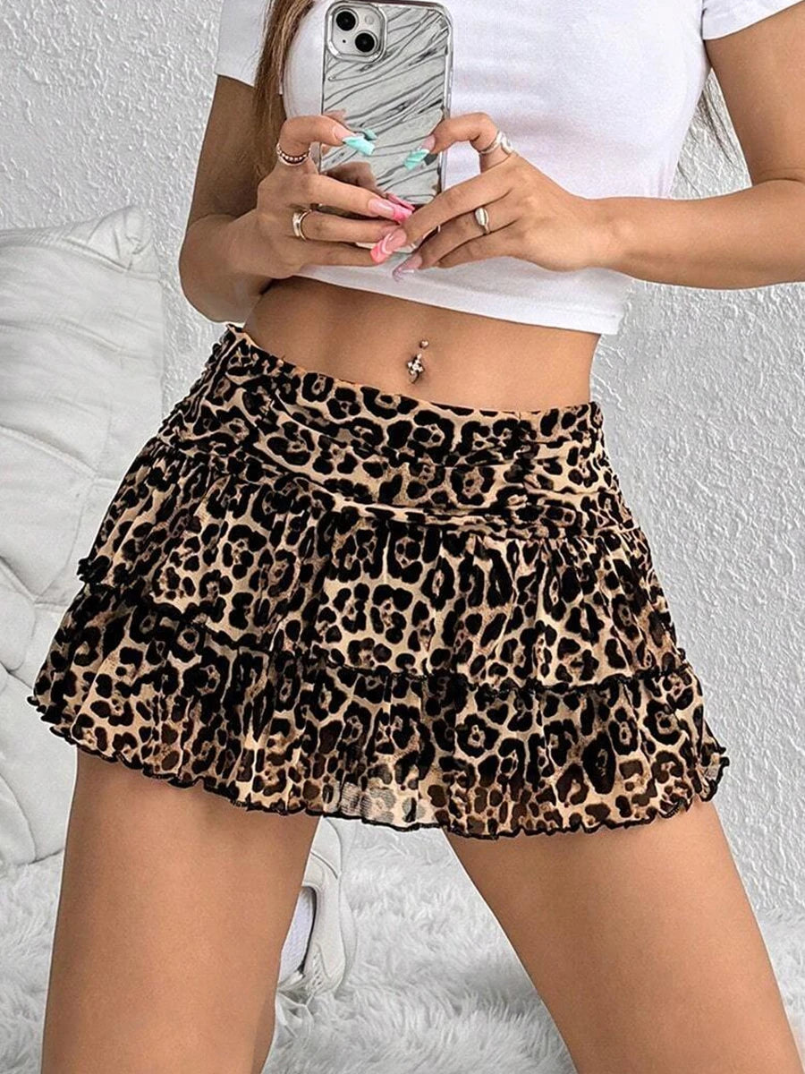 Cute Ruffle Bloomer Skirts Women's Summer Lace Floral Skirt High Rise Tiered Ruffled Flowy Short Mini A Line Skirt