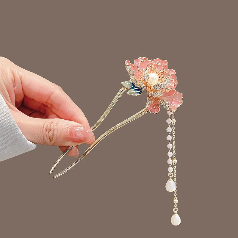 Pearl Rhinestone Flower Hairpins Wedding Hair Accessories Pearl Hairpins Flower Bridal Hair Pins Hair Ornaments Hair Stick