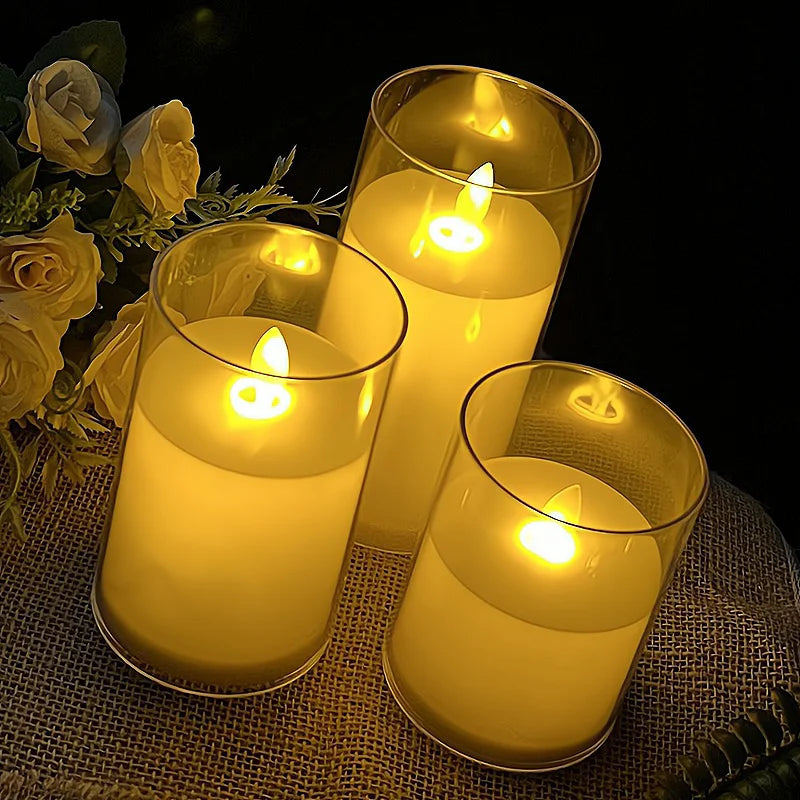 led rocking simulation glass electronic candle light Christmas wedding birthday romantic atmosphere candle decoration