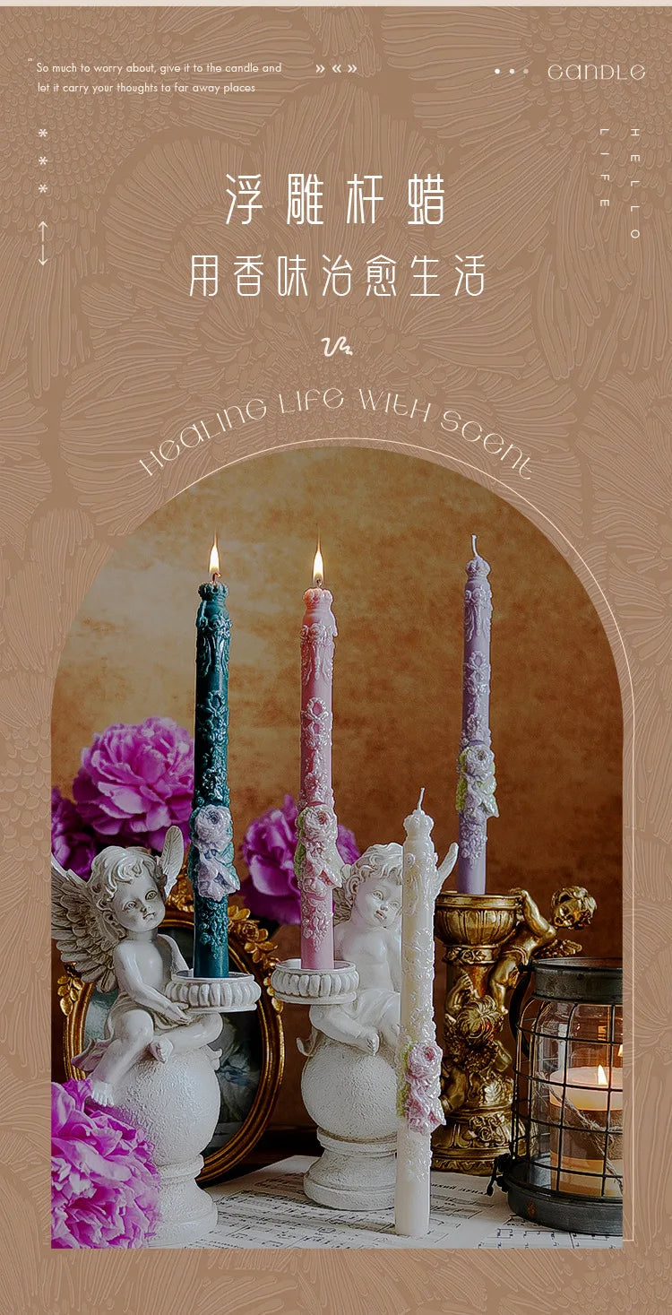 Embossed Long Candles for Candlesticks Taper Scented Wedding Candles Ceremony Home Decorations Item