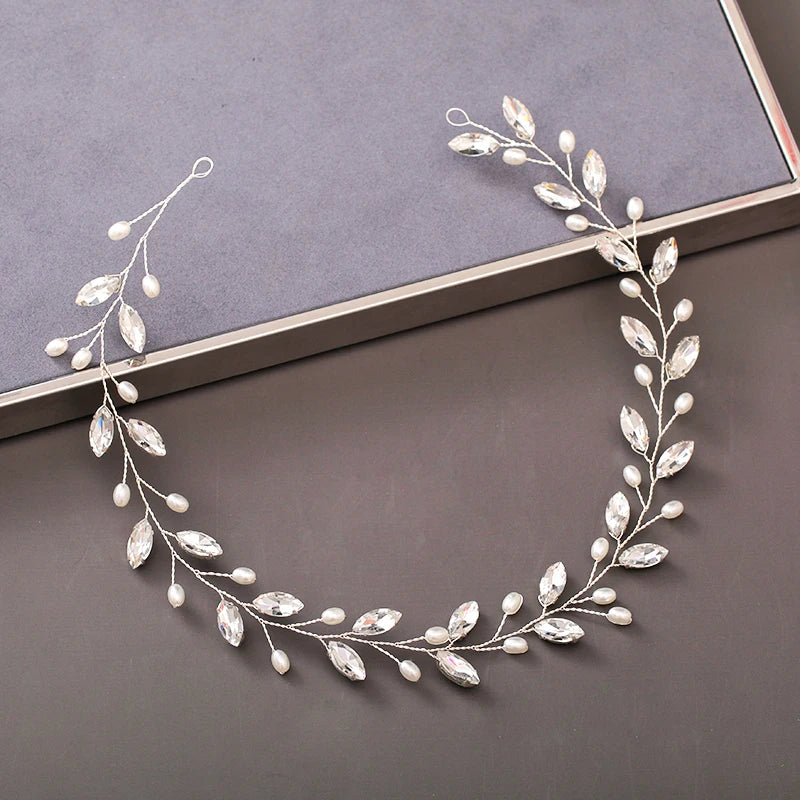 Pearl Crystal Bridal Headband Hairband Rhinestone Wedding Hair Accessories Jewelry Vine For Women Bride Tiara Headband Headpiece
