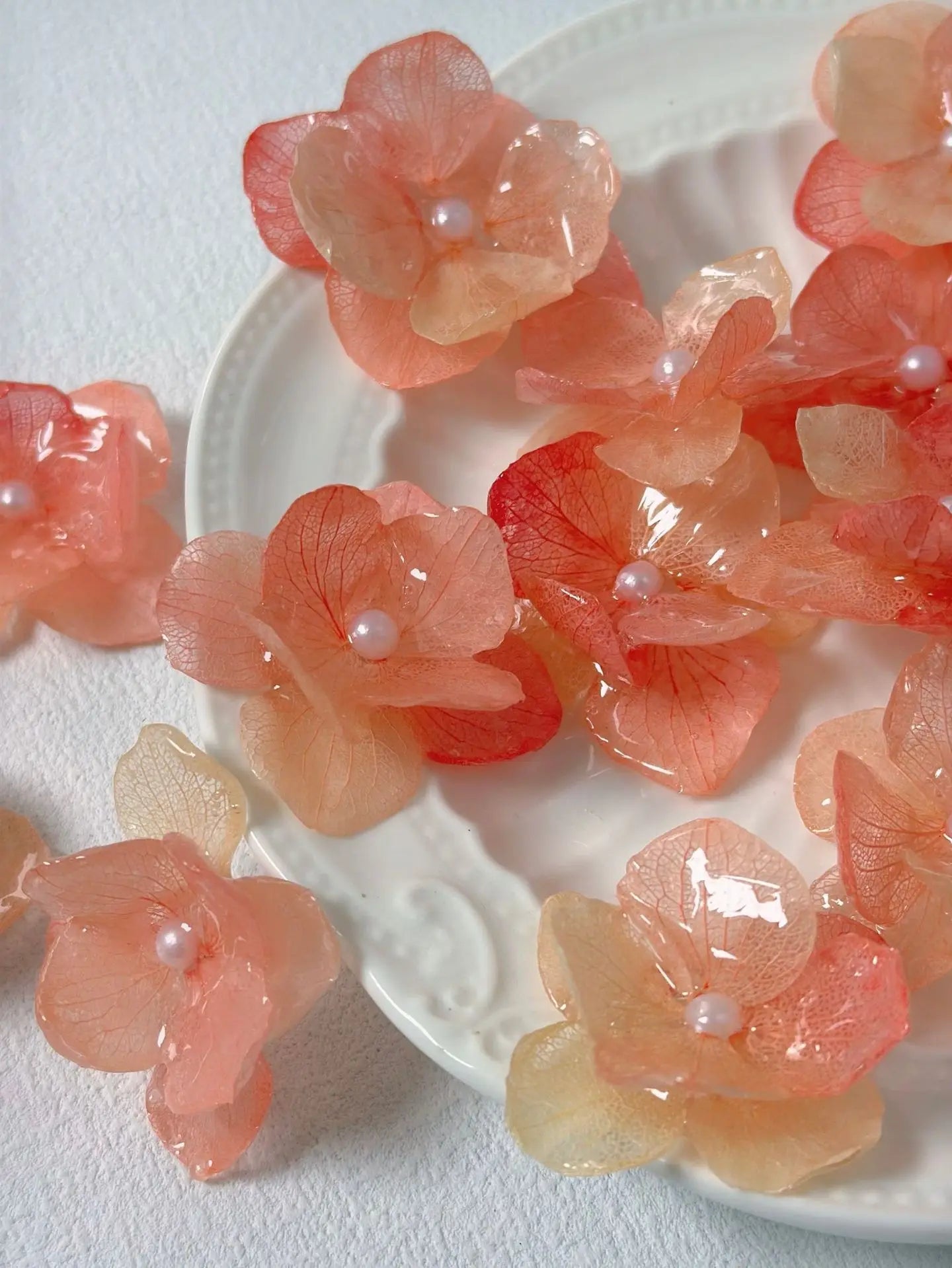 4PCS DIY Rubber Real Dried Hydrangea Flower Earrings Necklaces Bracelets Accessories Real Large-Leaf Hydrangea Fairy Accessories