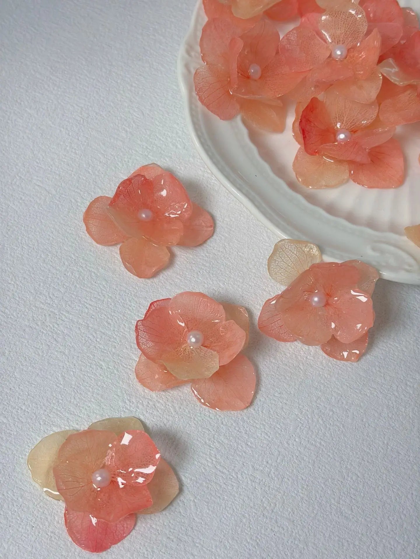 4PCS DIY Rubber Real Dried Hydrangea Flower Earrings Necklaces Bracelets Accessories Real Large-Leaf Hydrangea Fairy Accessories