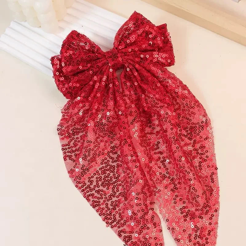 Sequined Double-Layer Mesh Bowknot Hairpin Cute Hair Accessories For Women