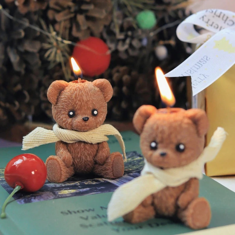 1/2pcs Scented Candle Simulation Teddy Bear Shape Fragrance Cute Souvenir Gift Atmosphere Creative Handmade High-end Bear Candle