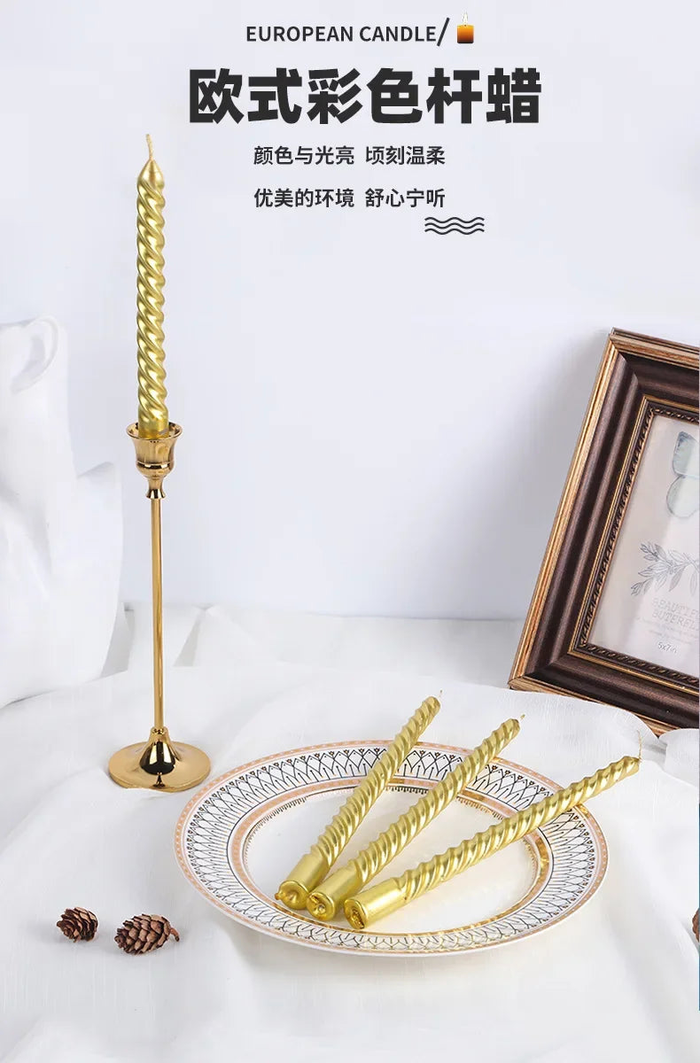 Boxed Western Restaurant Birthday Candle Long Taper Pole Candle Color Thread Romantic Wedding Event Candle