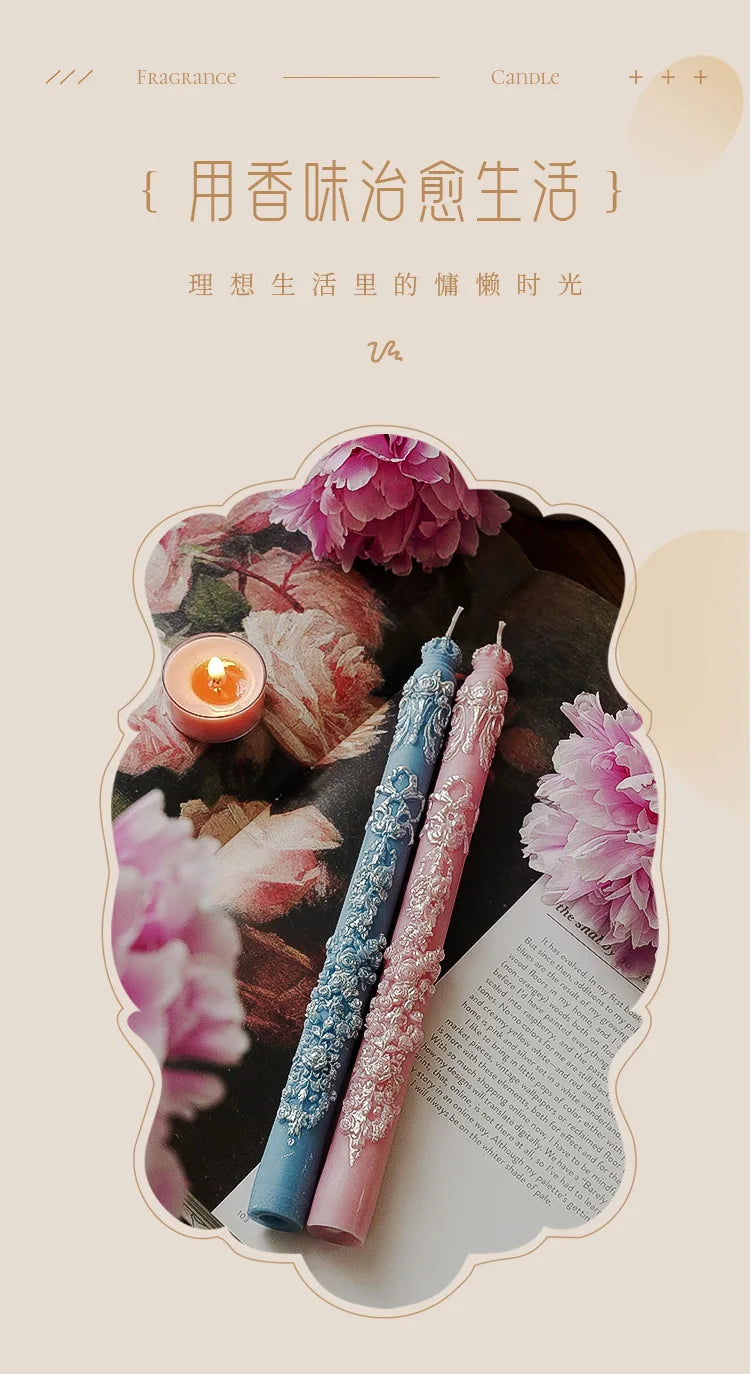 Embossed Long Candles for Candlesticks Taper Scented Wedding Candles Ceremony Home Decorations Item