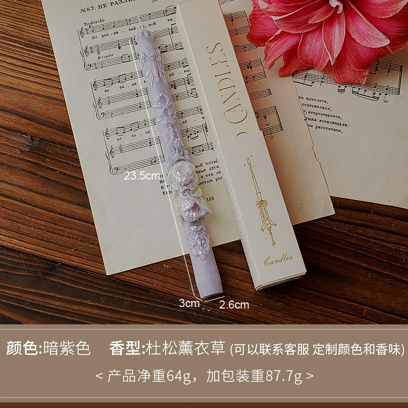 Embossed Long Candles for Candlesticks Taper Scented Wedding Candles Ceremony Home Decorations Item