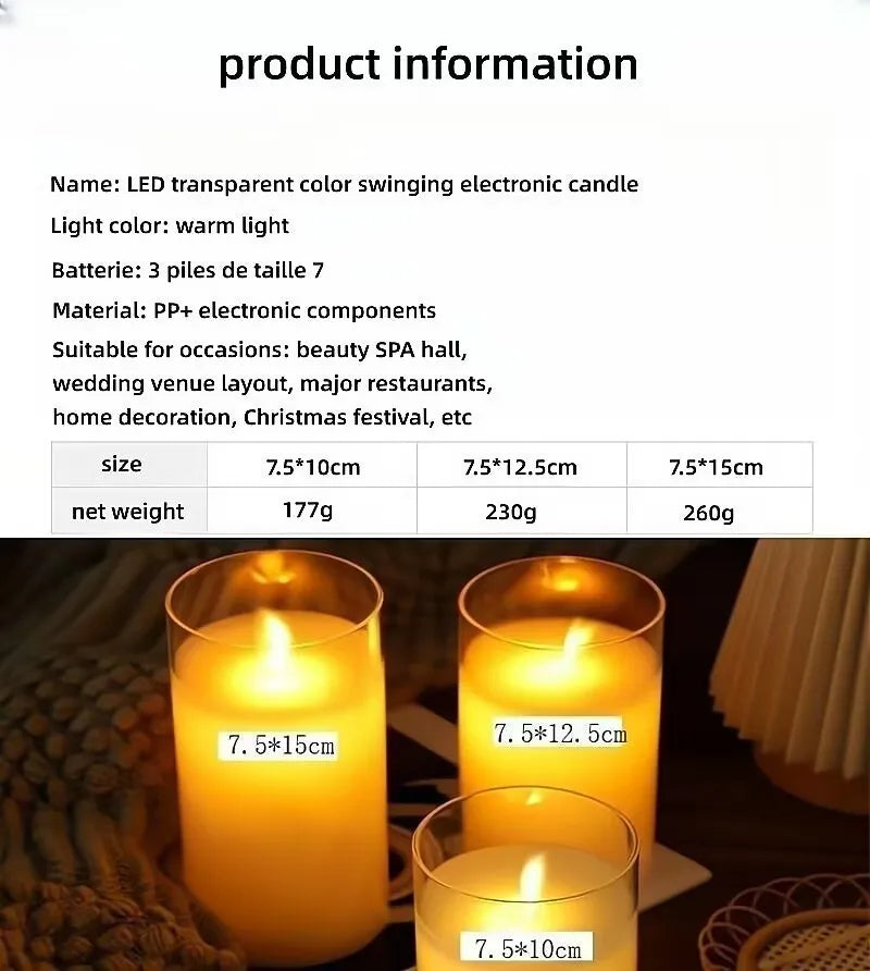 led rocking simulation glass electronic candle light Christmas wedding birthday romantic atmosphere candle decoration