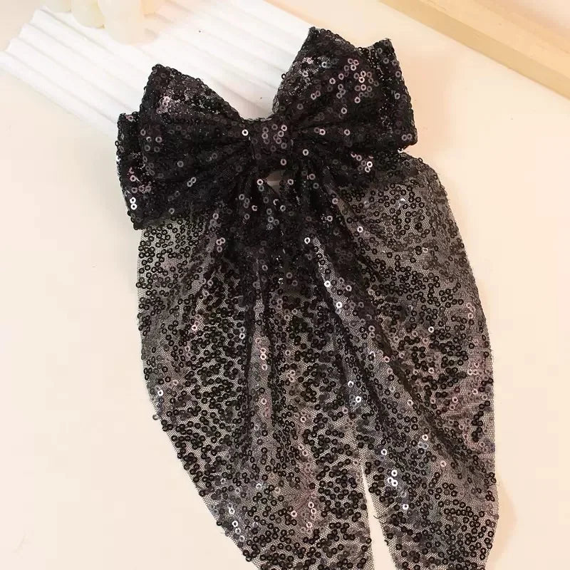 Sequined Double-Layer Mesh Bowknot Hairpin Cute Hair Accessories For Women