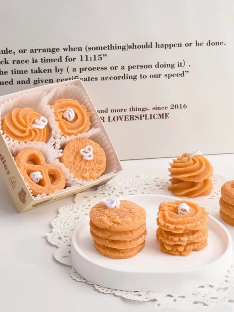 biscuit candles, cookie scented candles gift box gift creative candles ins set gift modeling wax, holiday decoration