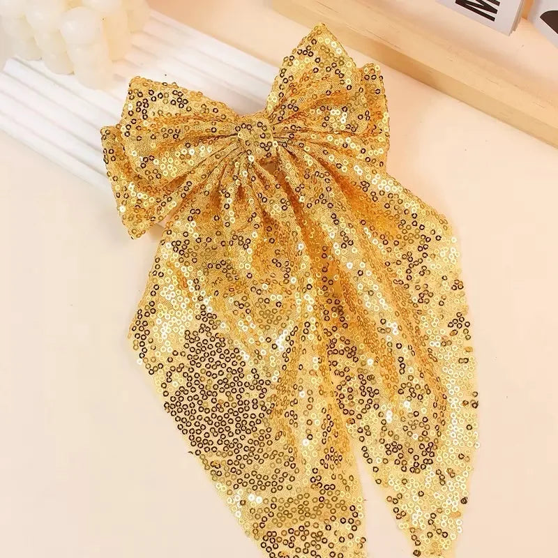 Sequined Double-Layer Mesh Bowknot Hairpin Cute Hair Accessories For Women