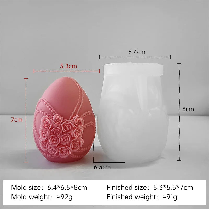 3D Easter Egg Candle Silicone Mold Angel Flower Embossment DIY Handmade Soap Chocolate Baking Mould