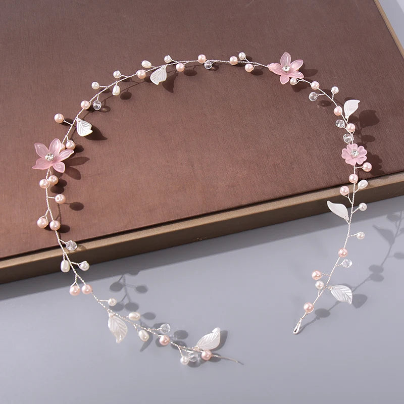Pearl Crystal Bridal Headband Hairband Rhinestone Wedding Hair Accessories Jewelry Vine For Women Bride Tiara Headband Headpiece