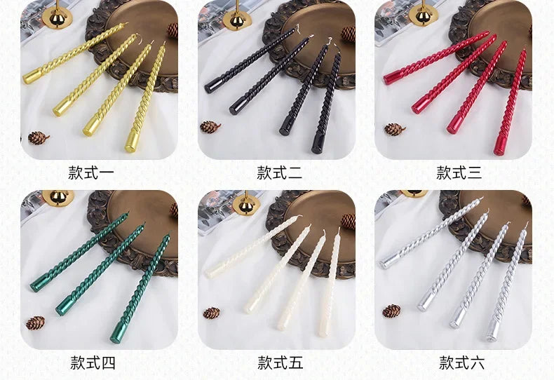 Boxed Western Restaurant Birthday Candle Long Taper Pole Candle Color Thread Romantic Wedding Event Candle