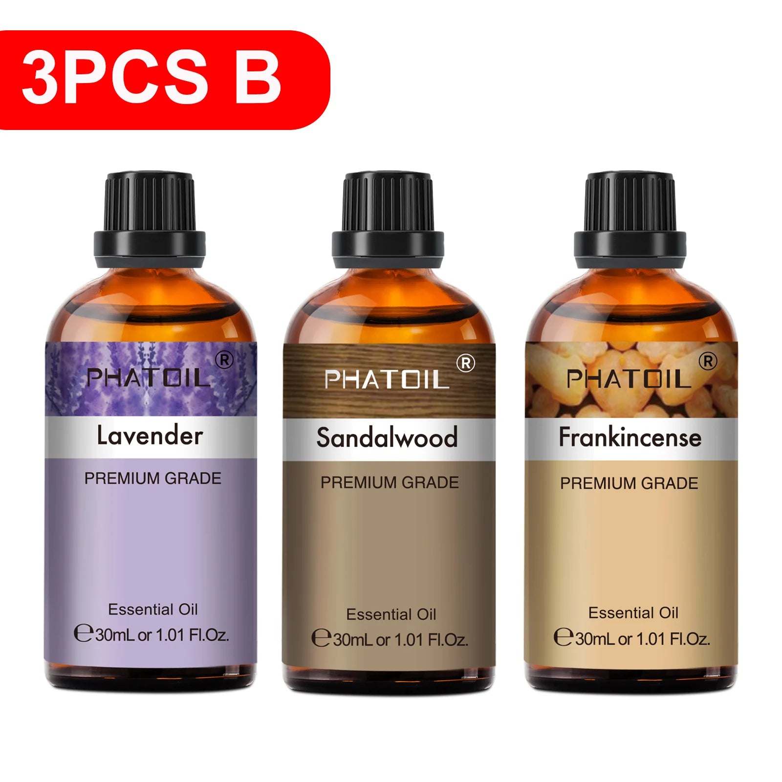 PHATOIL 30ml Lavender Lemon Eucalyptus Sandalwood Bergamot Aromatherapy Essential Oil For Diffuser,Candle Making,DIY Soap & Bomb