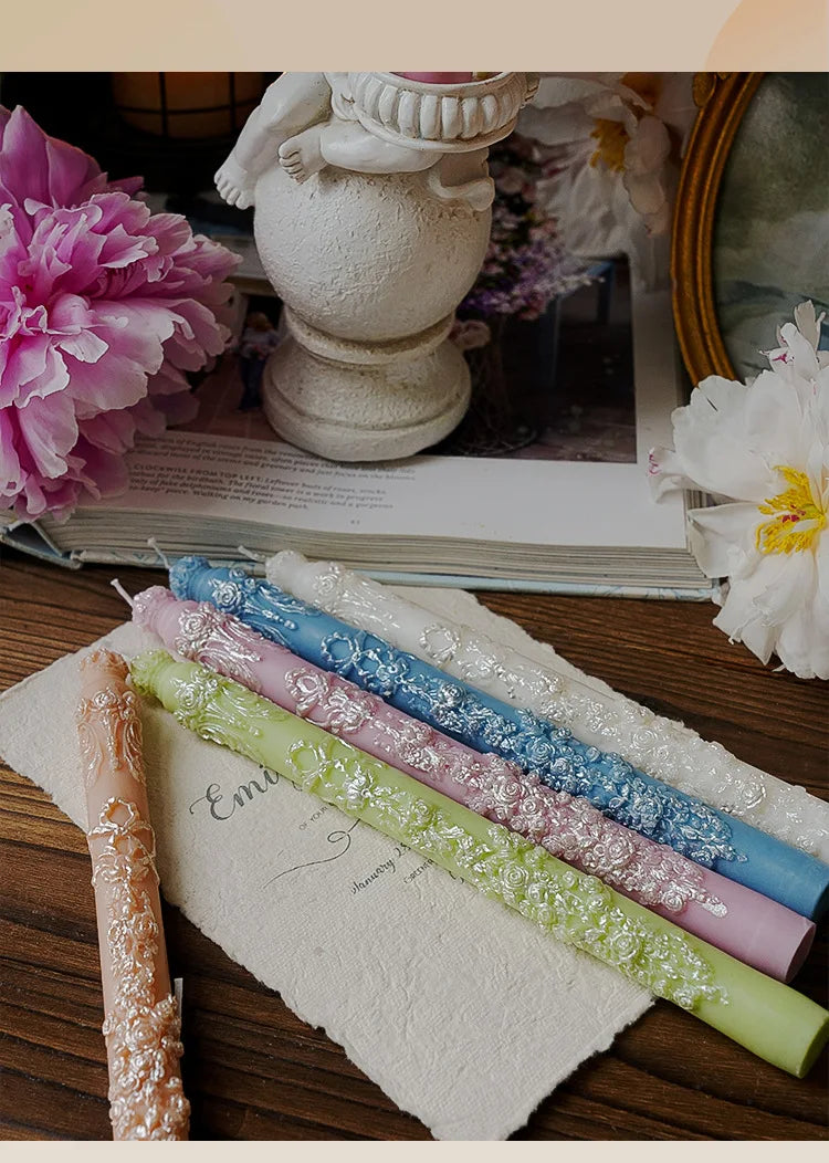 Embossed Long Candles for Candlesticks Taper Scented Wedding Candles Ceremony Home Decorations Item