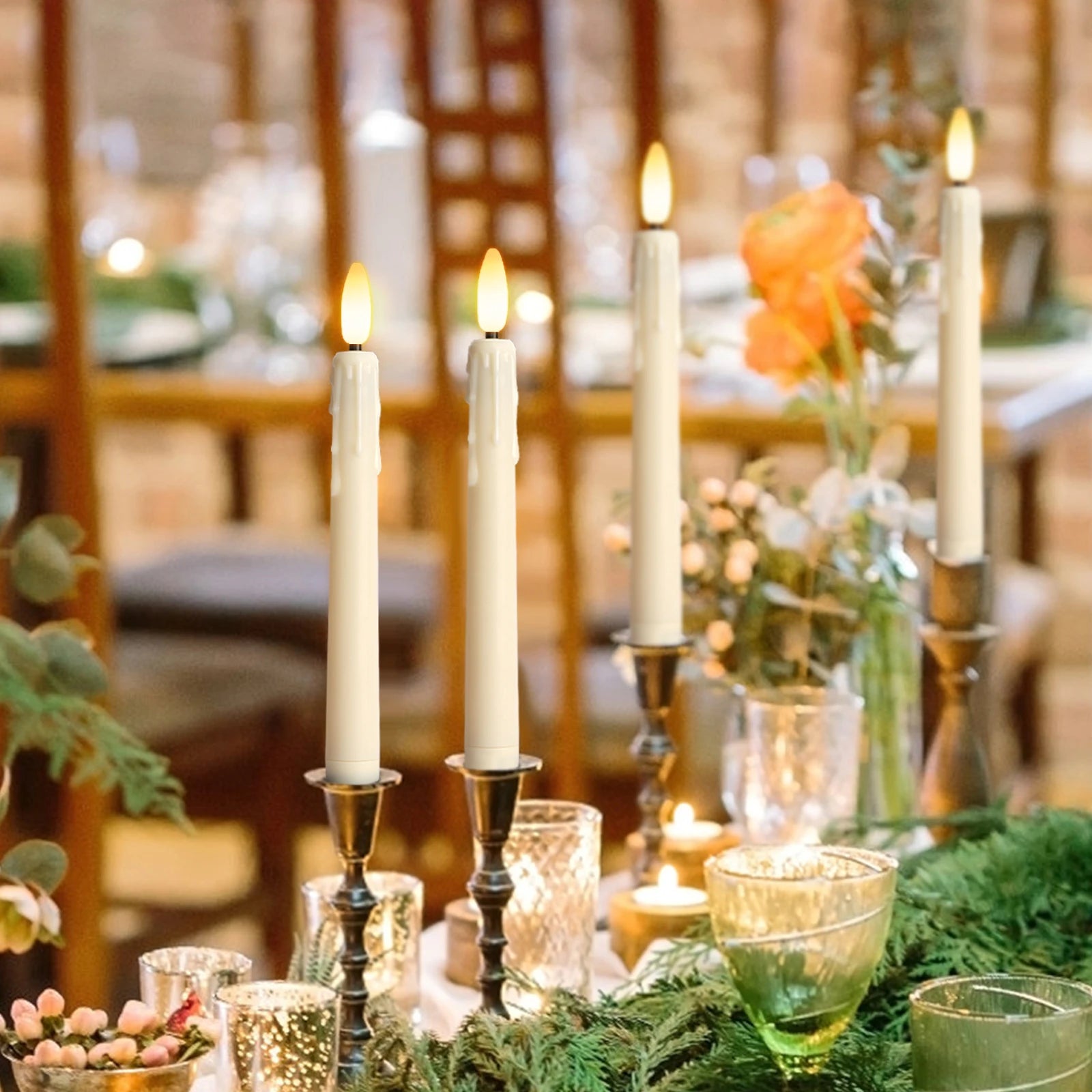 FPOO Flameless Candles Dinner Lighting Table Home Decoration Candle Light With Timer Remote Flickering Decorative Led Taper Lamp