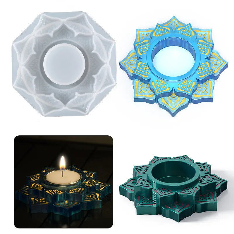 DIY Crystal Epoxy Resin Mold Irregular Pattern Flower Candle Holder Storage Silicone Mold
