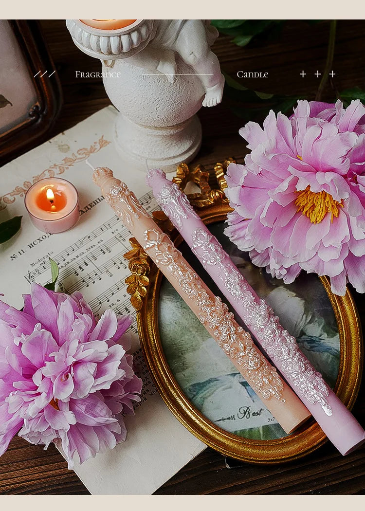 Embossed Long Candles for Candlesticks Taper Scented Wedding Candles Ceremony Home Decorations Item