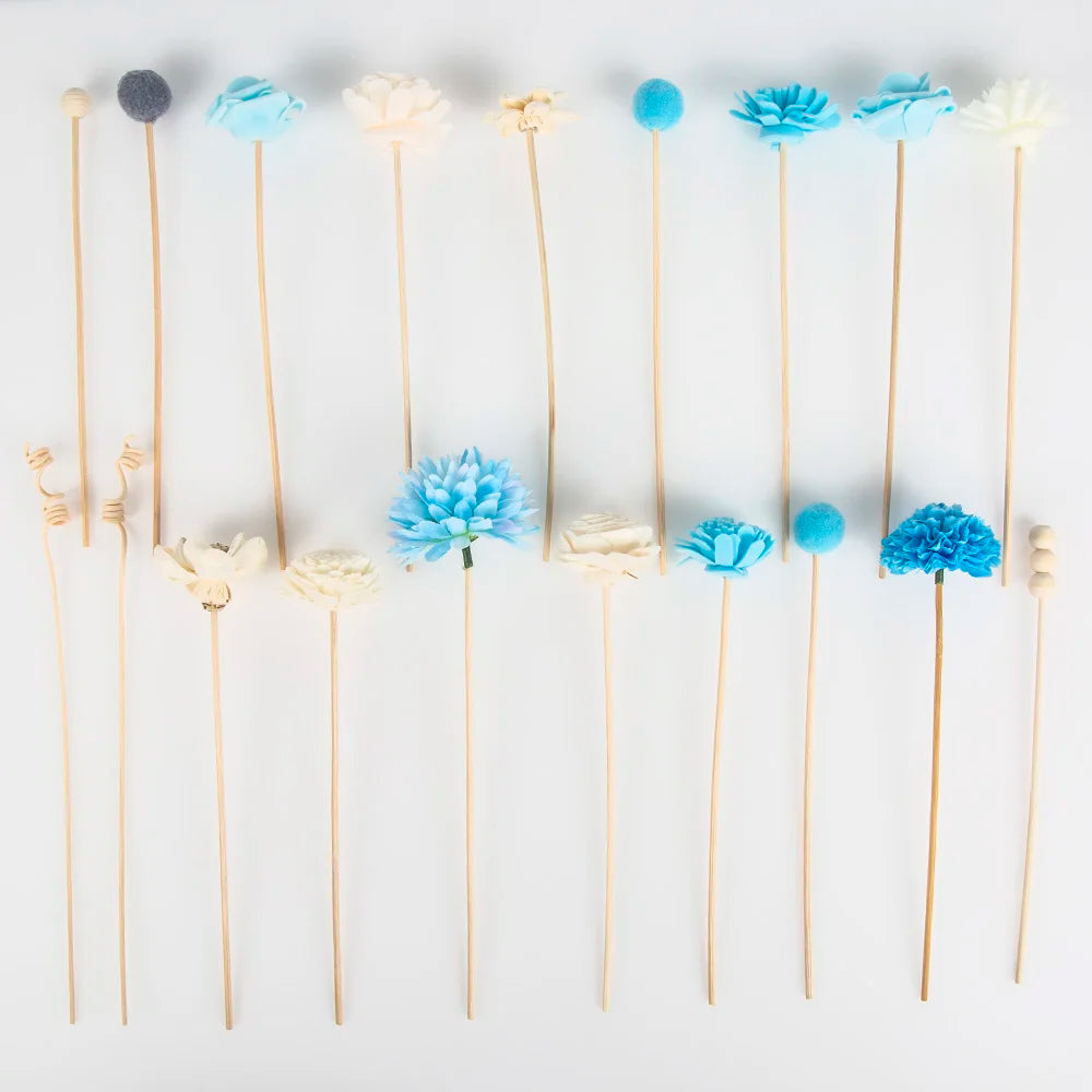 NEW 20PCS Blue Series Flower Rattan Sticks Fireless Fragrances Reed Diffuser Stick Diy Ornaments Home Decor