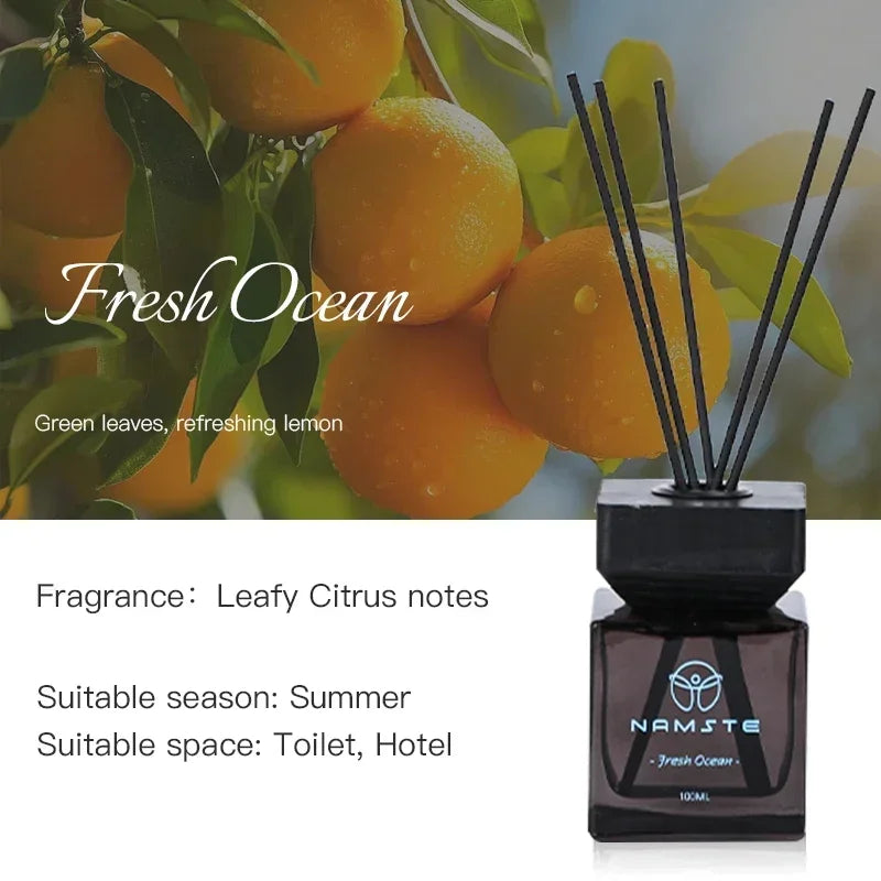 NAMSTE 100ML Fireless Reed Diffuser Oil Fragrance Replacement Stick Aroma Oil Reed Diffuser Set Scent Air Purifier For Home