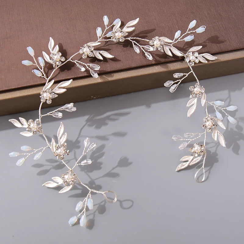 Pearl Crystal Bridal Headband Hairband Rhinestone Wedding Hair Accessories Jewelry Vine For Women Bride Tiara Headband Headpiece