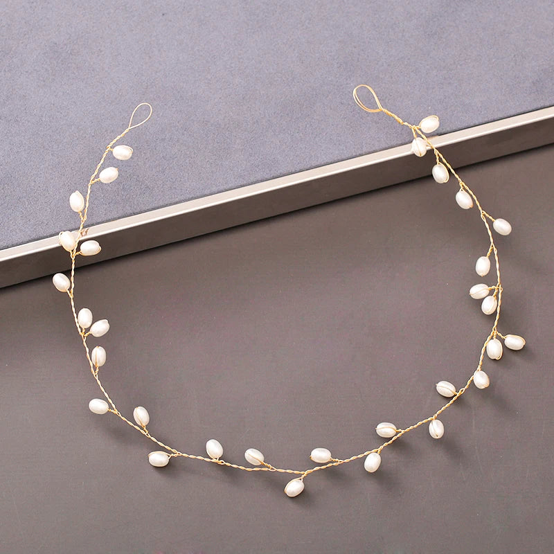 Pearl Crystal Bridal Headband Hairband Rhinestone Wedding Hair Accessories Jewelry Vine For Women Bride Tiara Headband Headpiece