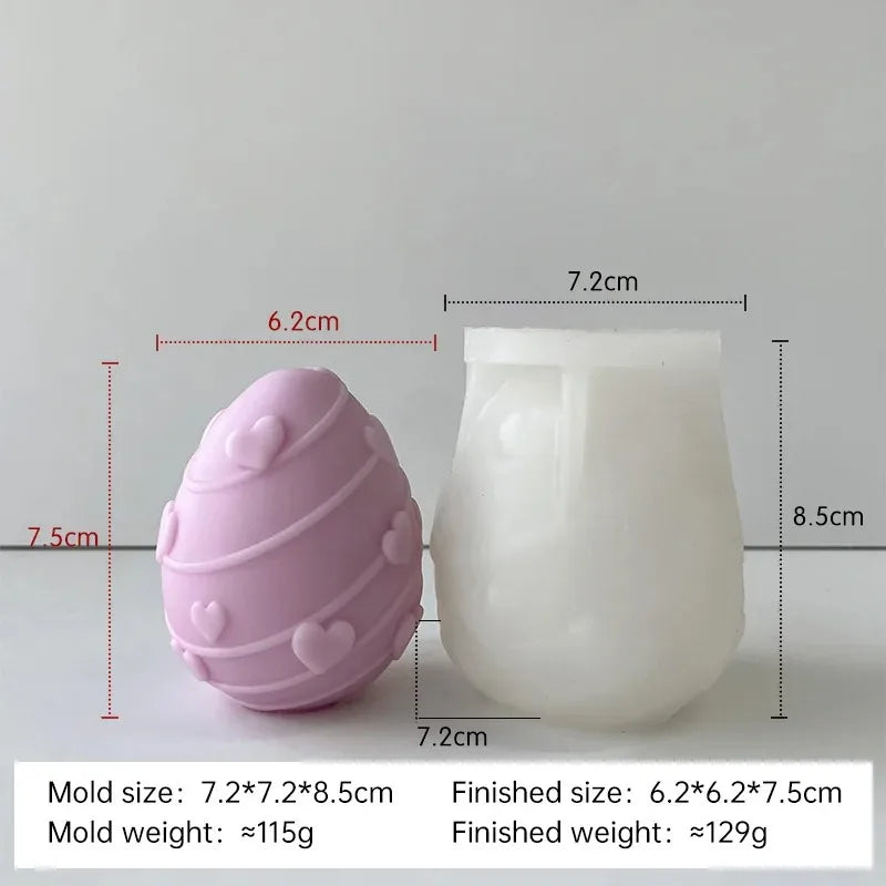 3D Easter Egg Candle Silicone Mold DIY Aromatherapy Candle Plaster Resin Ornaments Geometric Eggs Mould Easter Decor Crafts