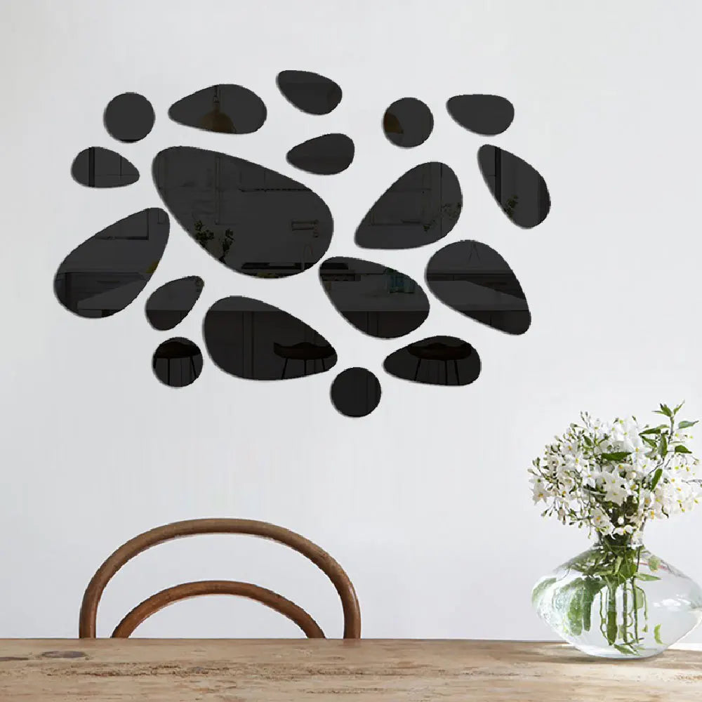 3D Mirror Wall Decals 20pcs Irregular Geometric Cobblestone shape Self-adhesive Detachable Acrylic Mirror Wall Sticker HomeDecor
