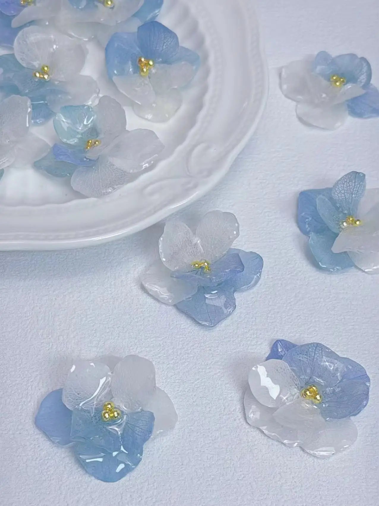 4PCS DIY Rubber Real Dried Hydrangea Flower Earrings Necklaces Bracelets Accessories Real Large-Leaf Hydrangea Fairy Accessories