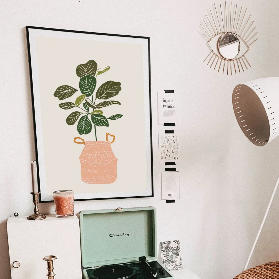 Boho Botanical Print, Fiddle Leaf Fig Printable Wall Art, Boho Prints, Nursery wall decor, House Plant Lover Wall Decor, Digital