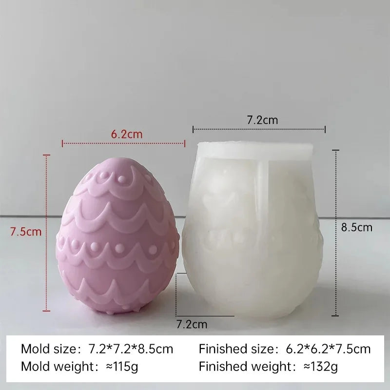 3D Easter Egg Candle Silicone Mold DIY Aromatherapy Candle Plaster Resin Ornaments Geometric Eggs Mould Easter Decor Crafts