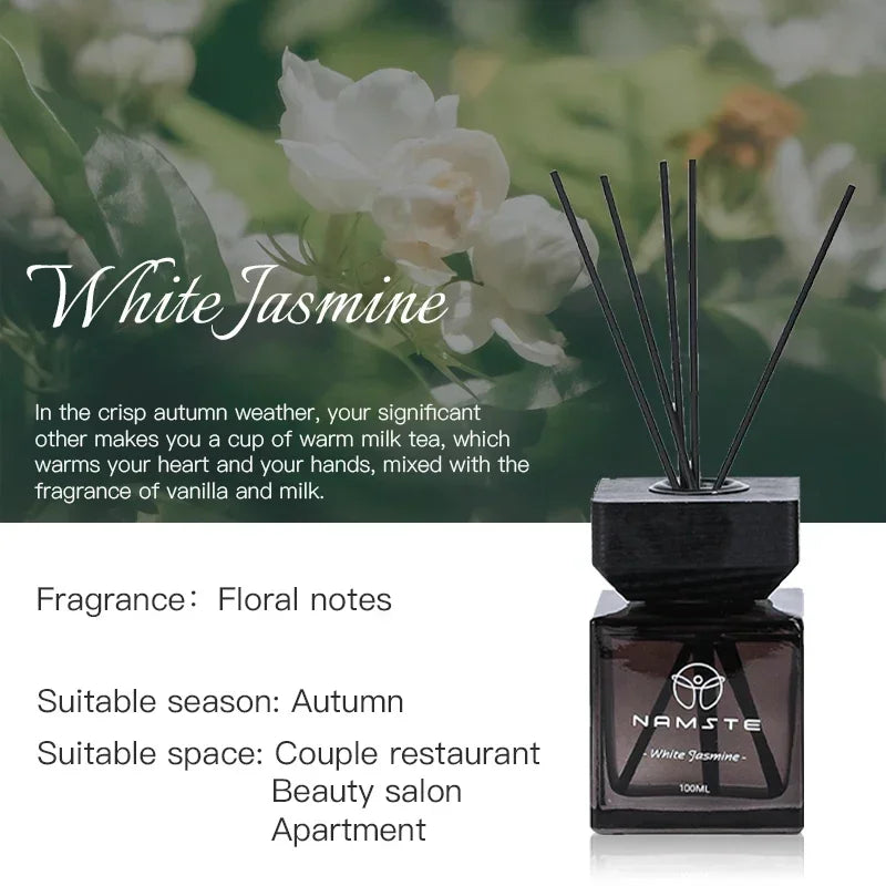 NAMSTE 100ML Fireless Reed Diffuser Oil Fragrance Replacement Stick Aroma Oil Reed Diffuser Set Scent Air Purifier For Home