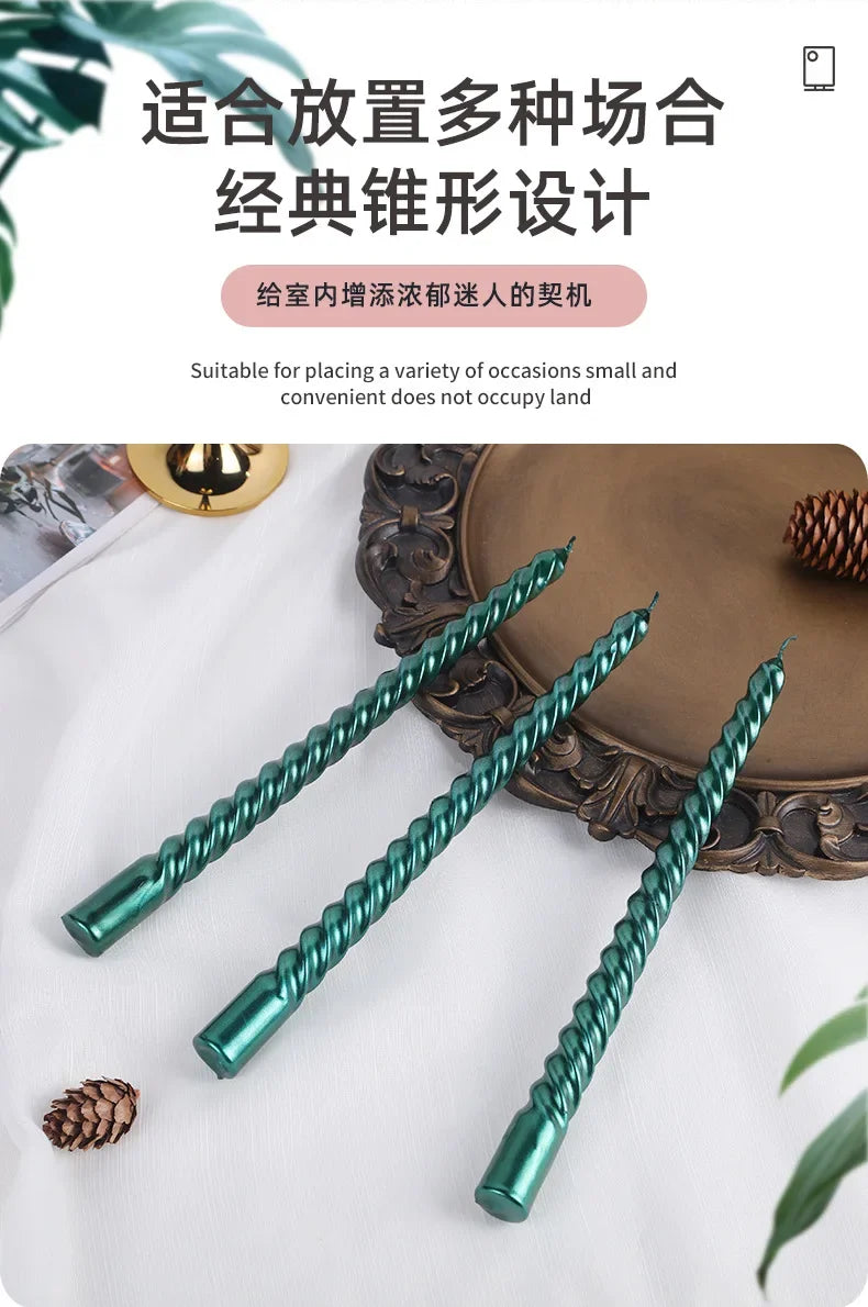 Boxed Western Restaurant Birthday Candle Long Taper Pole Candle Color Thread Romantic Wedding Event Candle