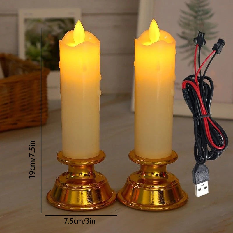 LED Candle Light With Flickering Flame USB Plug-In Electronic Candlelight Wedding Church Holiday Decoration Religious Activity