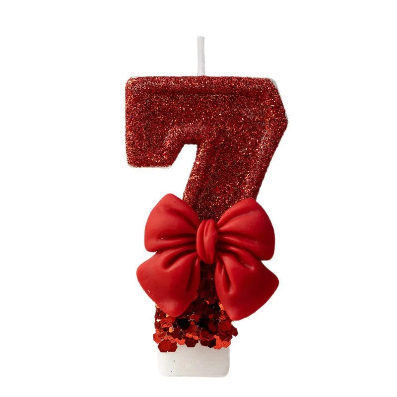 Red bow creative digital candle birthday candle cake decoration