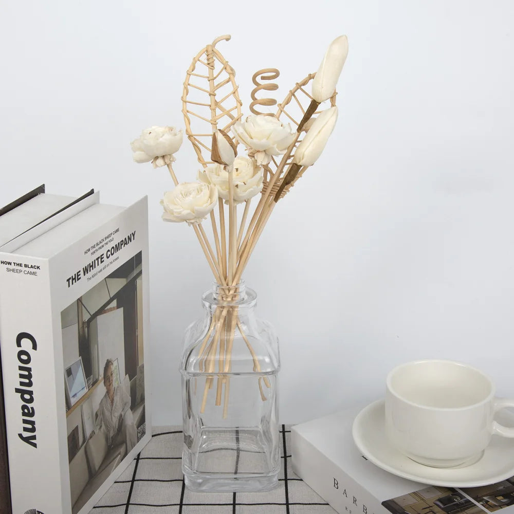 12PCS Lotus Series Flower Rattan Sticks Fireless Fragrances Reed Diffuser Stick Diy Ornaments Home Decor