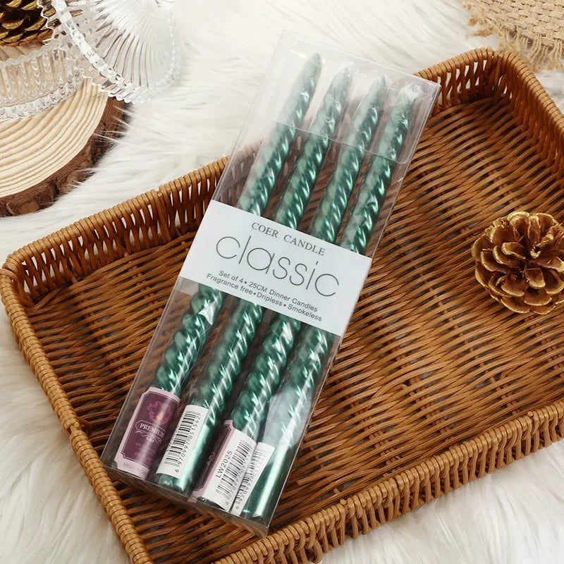 Boxed Western Restaurant Birthday Candle Long Taper Pole Candle Color Thread Romantic Wedding Event Candle