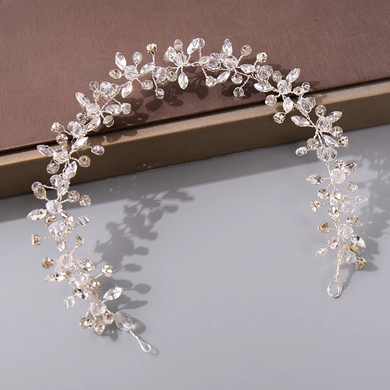 Pearl Crystal Bridal Headband Hairband Rhinestone Wedding Hair Accessories Jewelry Vine For Women Bride Tiara Headband Headpiece