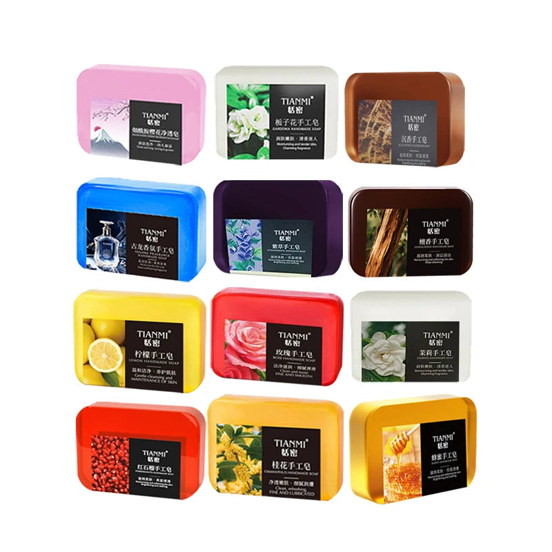 12 PCS fruit and flower scented hand soaps, rose scented, cologne perfume scented, lemon scented and other 10 different scented