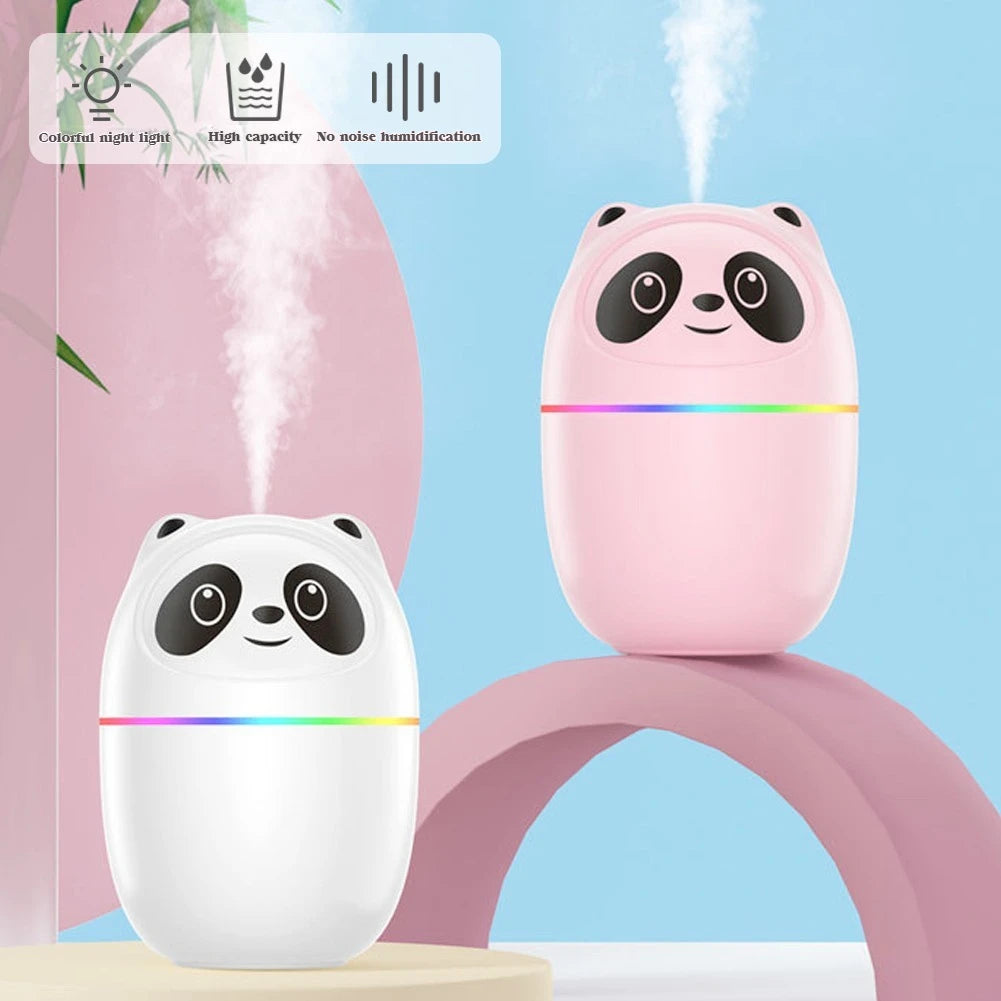 Mini Panda USB Air Humidifier Aroma Oil Diffuser Night Light Cool Mist Sprayer for Household Car Office