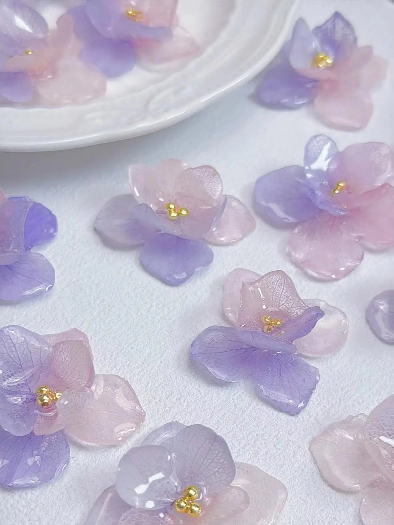 4PCS DIY Rubber Real Dried Hydrangea Flower Earrings Necklaces Bracelets Accessories Real Large-Leaf Hydrangea Fairy Accessories