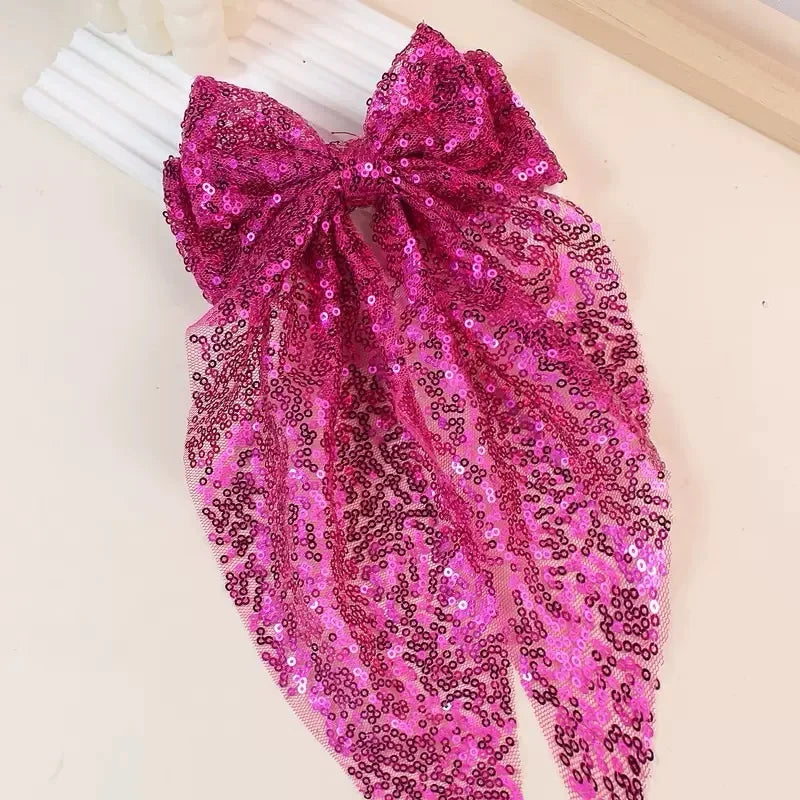 Sequined Double-Layer Mesh Bowknot Hairpin Cute Hair Accessories For Women