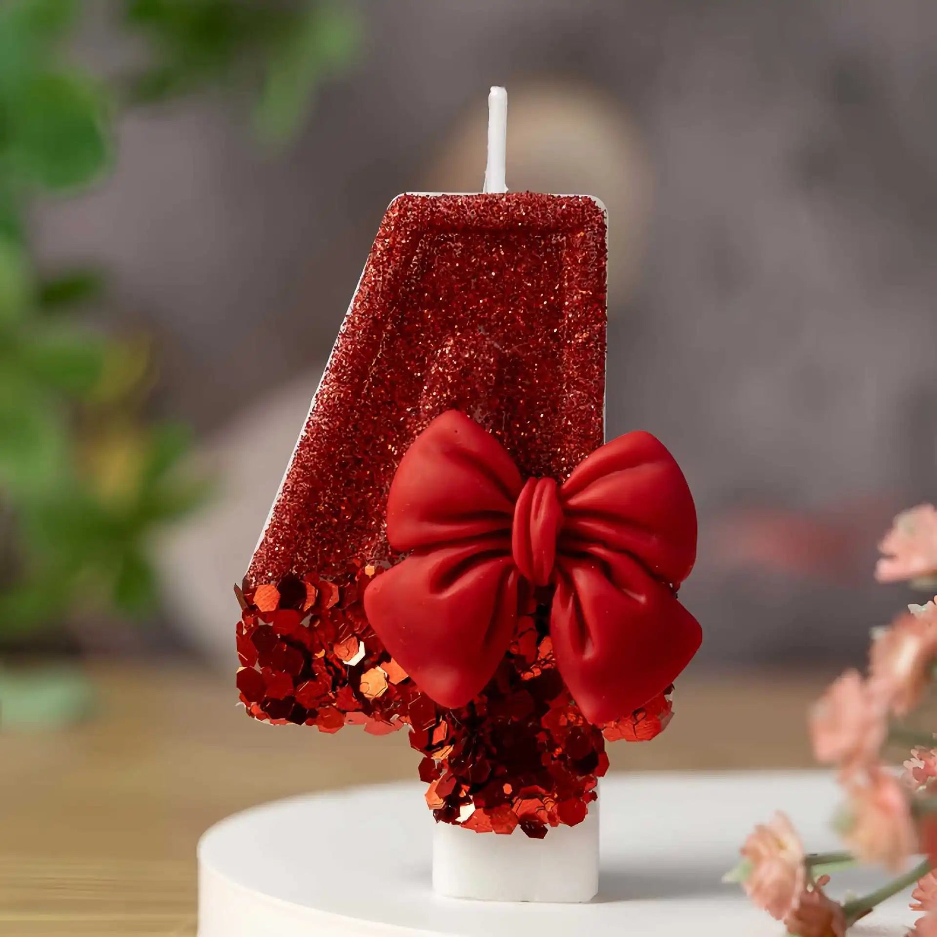 Red bow creative digital candle birthday candle cake decoration
